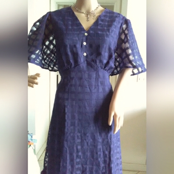 BNWT BLOOMCHIC BLUE DRESS SHEER W/ LINING ( DRESSY ELEGANT) GORGEOUS SZ. 12 - Picture 8 of 11